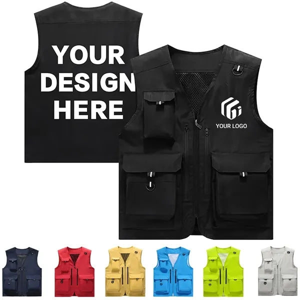 Outdoor teamwork fishing mens vest with multi pockets