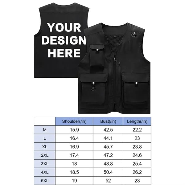 Outdoor teamwork fishing mens vest with multi pockets