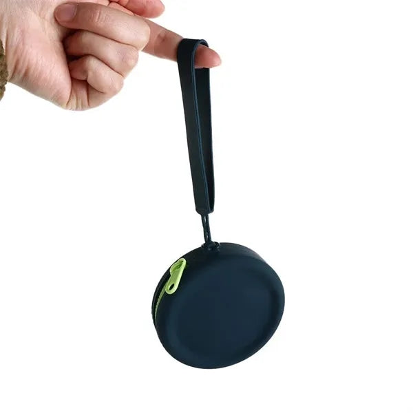 Waterproof Round Silicone Zippered Coin Purse with Lanyard