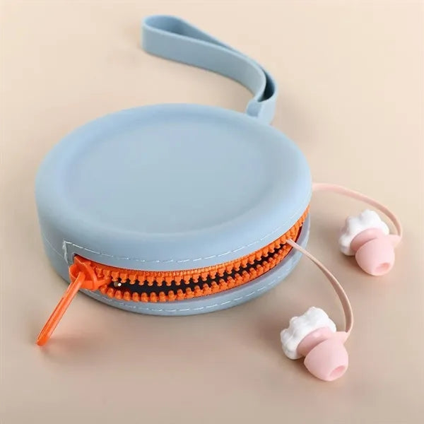 Waterproof Round Silicone Zippered Coin Purse with Lanyard