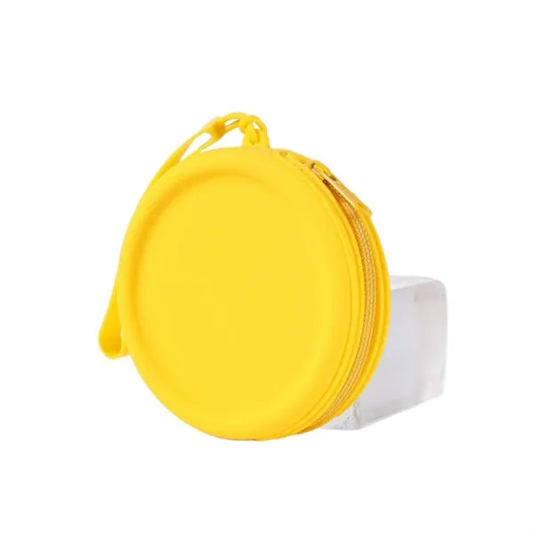 Waterproof Round Silicone Zippered Coin Purse with Lanyard