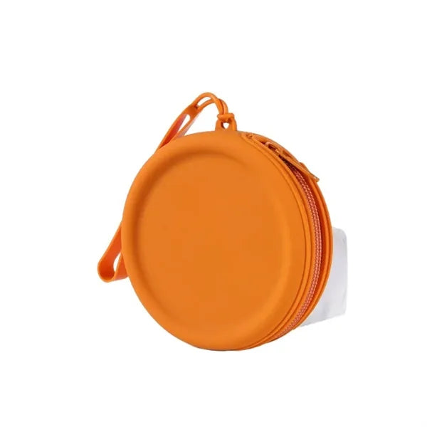 Waterproof Round Silicone Zippered Coin Purse with Lanyard