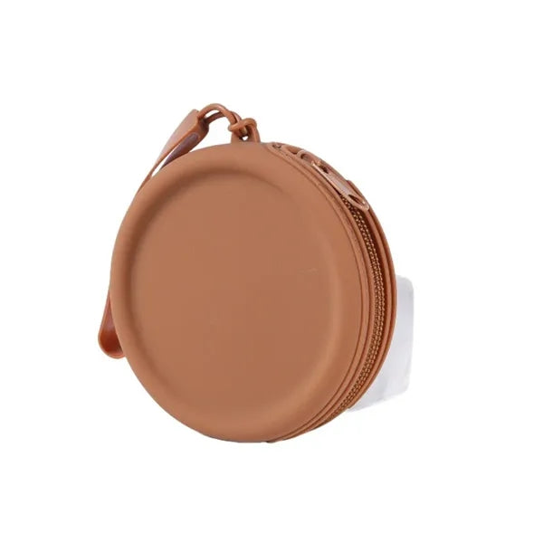 Waterproof Round Silicone Zippered Coin Purse with Lanyard