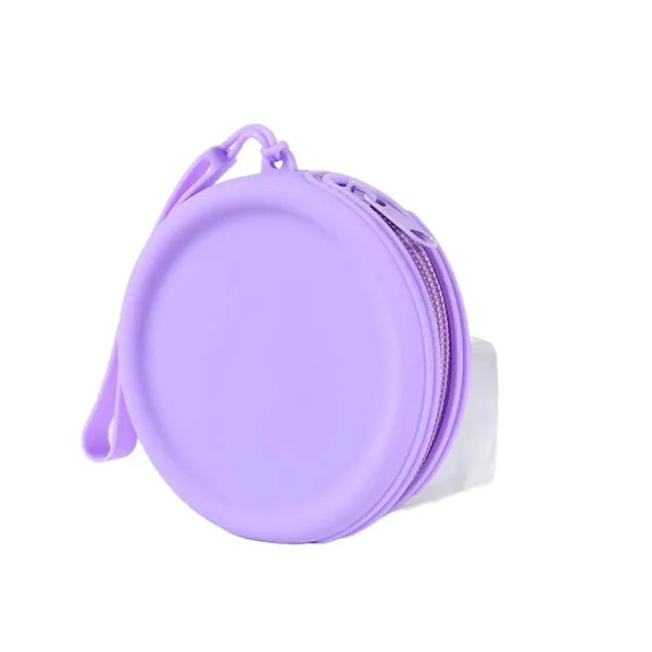 Waterproof Round Silicone Zippered Coin Purse with Lanyard