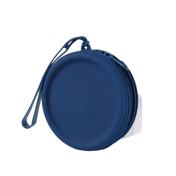 Waterproof Round Silicone Zippered Coin Purse with Lanyard