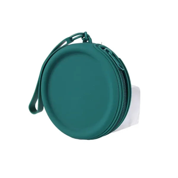 Waterproof Round Silicone Zippered Coin Purse with Lanyard