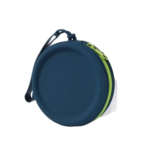 Waterproof Round Silicone Zippered Coin Purse with Lanyard