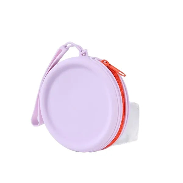 Waterproof Round Silicone Zippered Coin Purse with Lanyard
