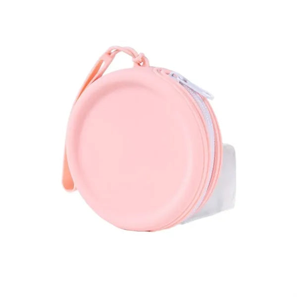 Waterproof Round Silicone Zippered Coin Purse with Lanyard