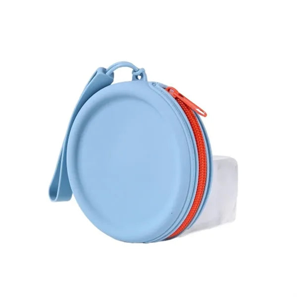 Waterproof Round Silicone Zippered Coin Purse with Lanyard
