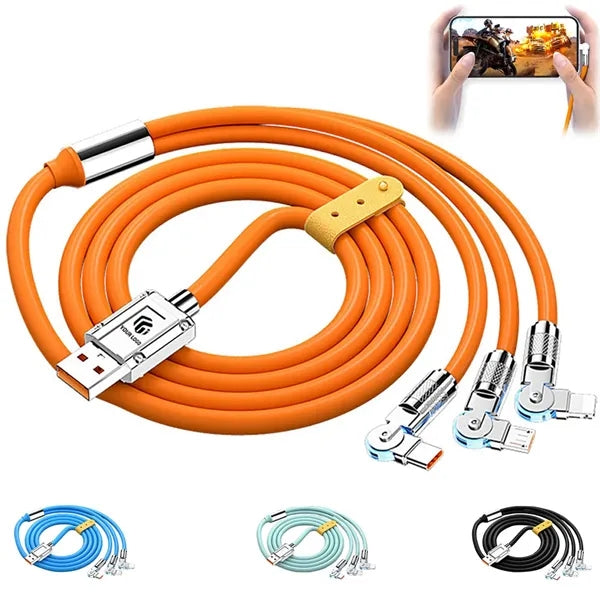 180 degree rotating light up cord phone fast charging cable