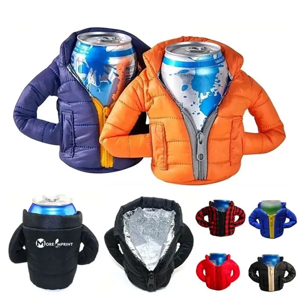 Puffy Jacket Can Koozie Insulated 12oz Beer Cooler