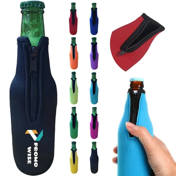 Thicken Fall-resistant Zippered Neoprene Beer Bottle Sleeve