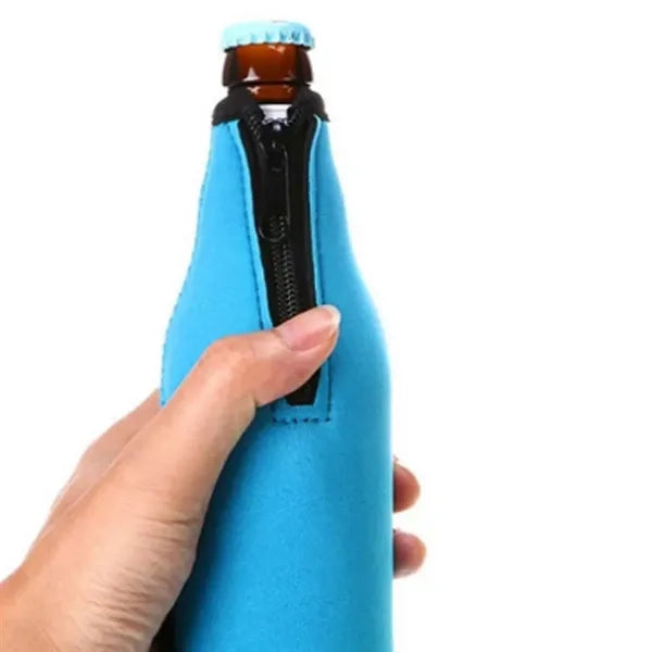 Thicken Fall-resistant Zippered Neoprene Beer Bottle Sleeve