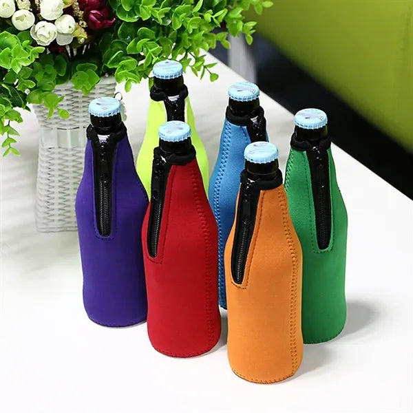 Thicken Fall-resistant Zippered Neoprene Beer Bottle Sleeve