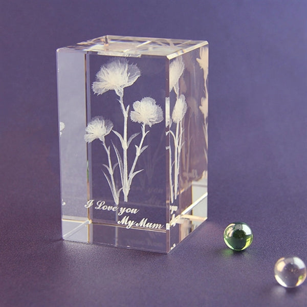 3D laser engraving carnation K9 transparent crystal cube