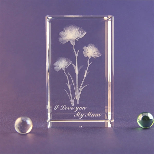3D laser engraving carnation K9 transparent crystal cube