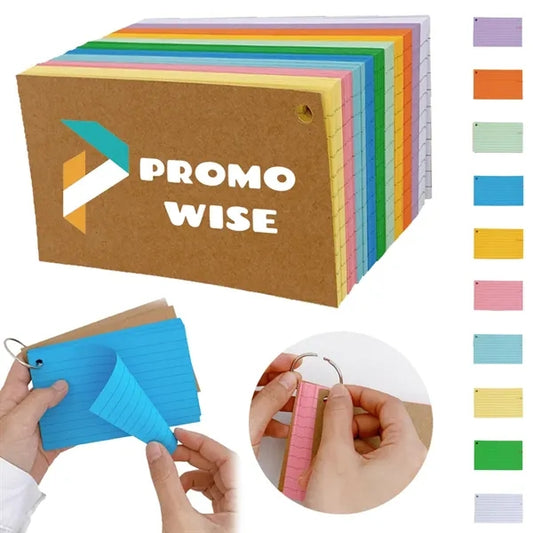 Thick Portable Colored Lined Index Cards with Organizer Ring