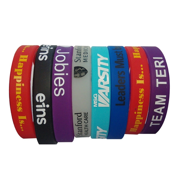 One Color Silicone Bracelet w/ Screen Printed Logo