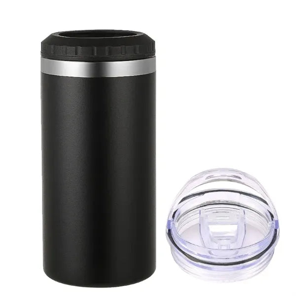 16oz Insulated Stainless Steel Slim Can Cooler with 2 lids