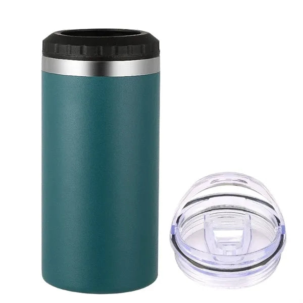 16oz Insulated Stainless Steel Slim Can Cooler with 2 lids