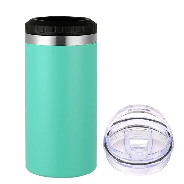16oz Insulated Stainless Steel Slim Can Cooler with 2 lids