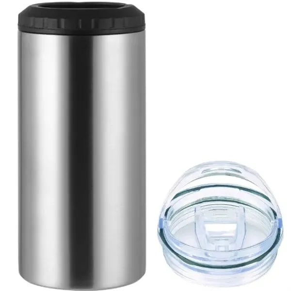 16oz Insulated Stainless Steel Slim Can Cooler with 2 lids