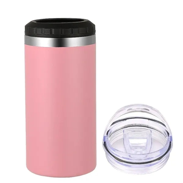 16oz Insulated Stainless Steel Slim Can Cooler with 2 lids