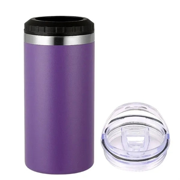 16oz Insulated Stainless Steel Slim Can Cooler with 2 lids