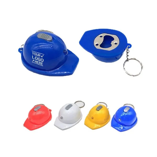 Mini LED Helmet Shape Keychain With Bottle Opener