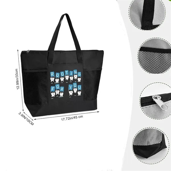 Oxford Cloth Tote Bag With Pocket Zipper