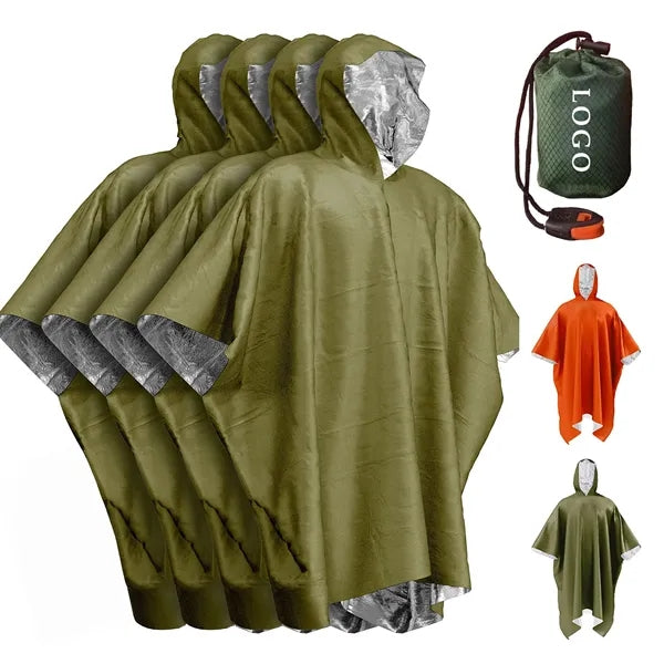 Emergency Poncho And Mylar Blanket Liner