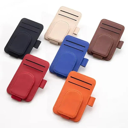 Magnetic PU Leather Car Eyeglass Holder