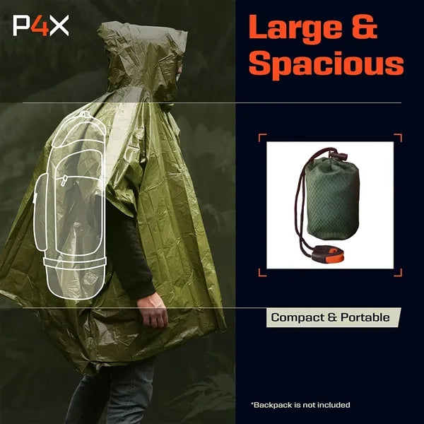 Emergency Poncho And Mylar Blanket Liner