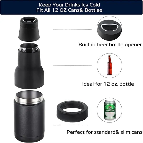 3-In-1 Stainless Steel Vacuum Insulated Can Cooler