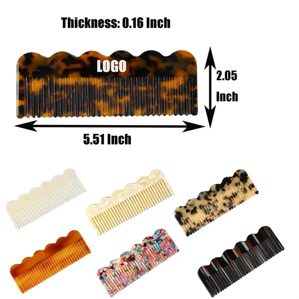Women Colorful Anti Static Wavy 5.51inch Acetate Comb