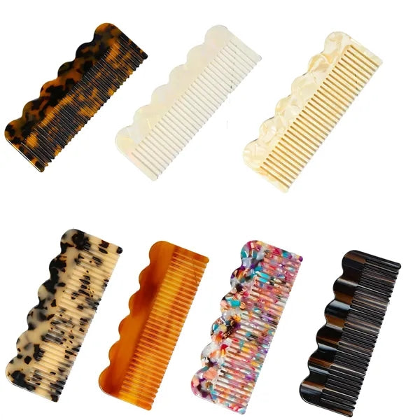 Women Colorful Anti Static Wavy 5.51inch Acetate Comb