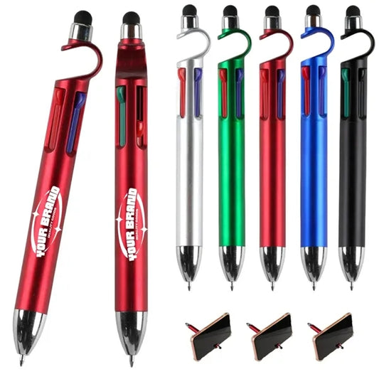 4-In-1 Stylus Ballpoint Pen With Phone Stand & Multi-Ink
