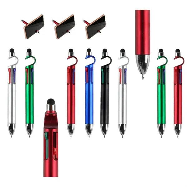 4-In-1 Stylus Ballpoint Pen With Phone Stand & Multi-Ink