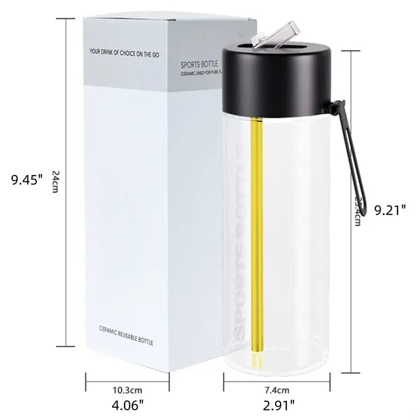 20Oz Large Capacity Tritan Bottle With Straw And Carry Strap