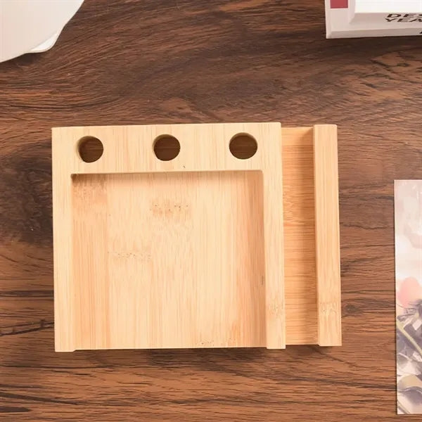 Wooden Desk Organizer With Phone Stand Pen Holder