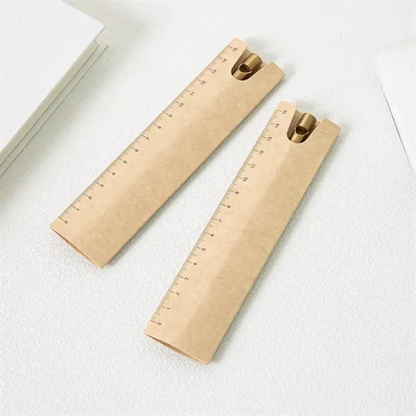 2-in-1 Changeable Tip Erasable Ballpoint Pen with Ruler Case