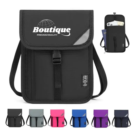 RFID Blocking Travel Neck Wallet With Multi Pockets