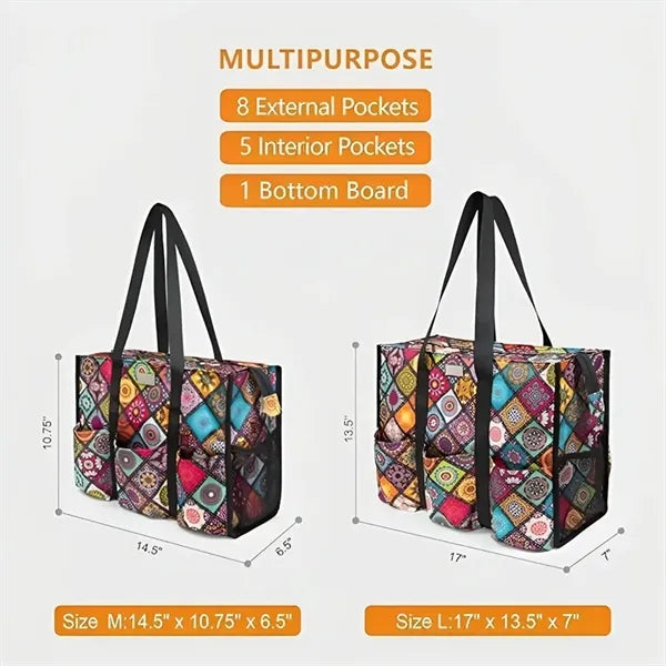 Utility Water Resistant Tote Bag with 13 Pockets