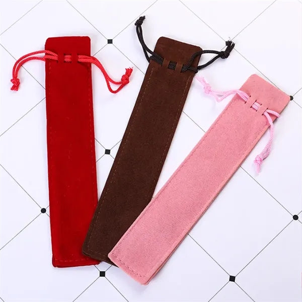 Metal Smooth Writing Ballpoint Pen Set Soft Flannel Sleeve