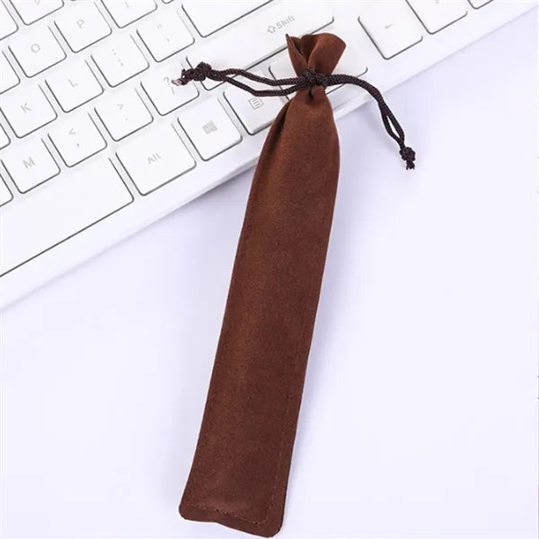 Metal Smooth Writing Ballpoint Pen Set Soft Flannel Sleeve