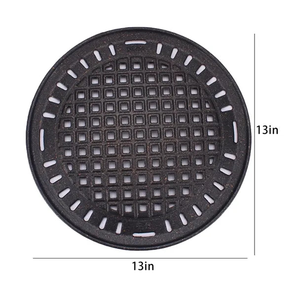 13" Korean-Style Stainless Steel Non-Stick Barbecue Pan