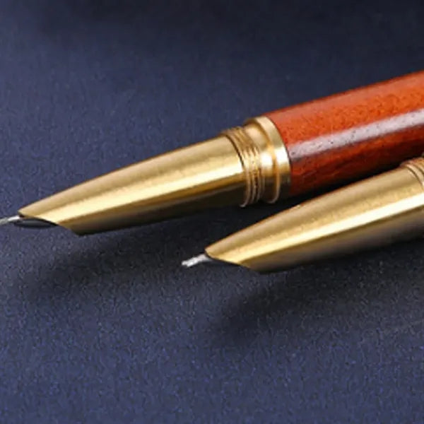 Refillable Ergonomic Fine Nib Wooden Barrel Fountain Pen