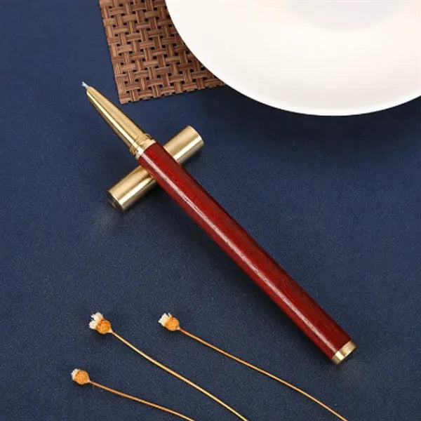 Refillable Ergonomic Fine Nib Wooden Barrel Fountain Pen