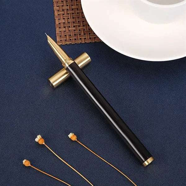 Refillable Ergonomic Fine Nib Wooden Barrel Fountain Pen